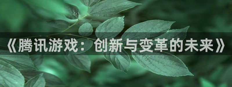 陕西db电竞子文化创意干啥的：《腾讯游戏：创新与变革的未来》